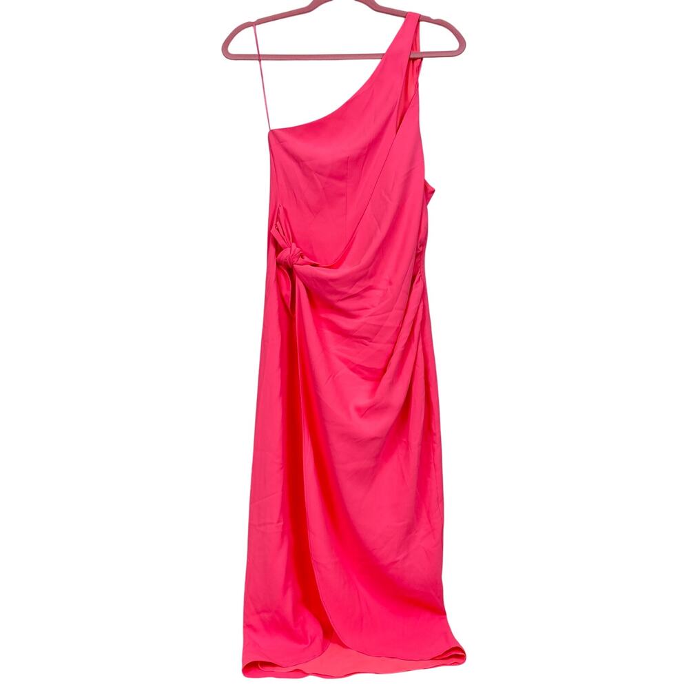 Amanda Uprichard Womens L Pink Conetta One Shoulder Mini Dress Formal Wedding